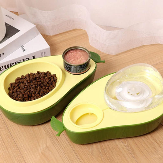 PawPal Duo™ – Avocado Shaped Automatic Water & Food Bowl for Pets